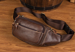 Black Leather Mens Fanny Pack Dark Brown Waist Bag Hip Pack Belt Bag Bumbag for Men - iwalletsmen