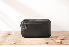 Black Leather Mens Long Zipper Clutch Wallet Wristlet Bag Long Wallet Phone Clutch Wallet for Men - iwalletsmen