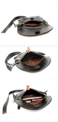 Black Leather Mens Small Courier Bag Chest Bag Messenger Bags Black Sling Bag For Men - iwalletsmen