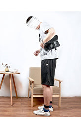 Black Leather Mens Small Courier Bag Chest Bag Messenger Bags Black Sling Bag For Men - iwalletsmen