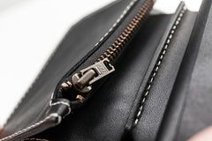 Black Leather Mens billfold Biker Wallet Bifold Small Biker Chain Wallet For Men - iwalletsmen