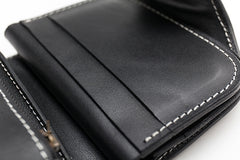 Black Leather Mens billfold Biker Wallet Bifold Small Biker Chain Wallet For Men - iwalletsmen