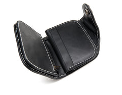 Black Leather Mens billfold Biker Wallet Bifold Small Biker Chain Wallet For Men - iwalletsmen