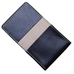 Black Leather Mens Slim Front Pocket Bifold Small Wallets Card Wallet for Men - iwalletsmen