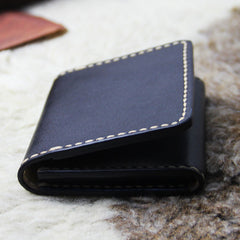 Black Leather Mens Slim Front Pocket Bifold Small Wallets Card Wallet for Men - iwalletsmen