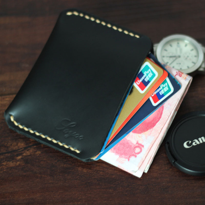Black Leather Mens Slim Front Pocket Wallet Leather Small Wallets  for Men - iwalletsmen