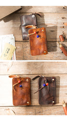 Black Leather Mens Small Car Key Wallet Dark Brown Key Holder Coin Purse Card Holder For Men - iwalletsmen