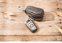 Black Leather Mens Small Car Key Wallets Brown Key Holder Car Key Pouch For Men - iwalletsmen