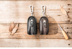 Black Leather Mens Small Car Key Wallets Brown Key Holder Car Key Pouch For Men - iwalletsmen
