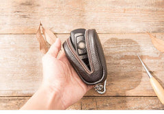 Black Leather Mens Small Car Key Wallets Brown Key Holder Car Key Pouch For Men - iwalletsmen