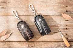 Black Leather Mens Small Car Key Wallets Brown Key Holder Car Key Pouch For Men - iwalletsmen