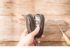 Black Leather Mens Small Car Key Wallets Brown Key Holder Car Key Pouch For Men - iwalletsmen