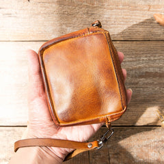 Brown Leather Mens Small Key Case Black Key Holder Coin Purse Card Holder For Men - iwalletsmen
