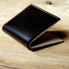 Black Leather Mens Small Wallet Bifold Wallet for Men - iwalletsmen