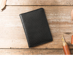 Black Leather Mens Small Card Wallet License Wallet Slim Bifold Driving License Wallet for Men - iwalletsmen