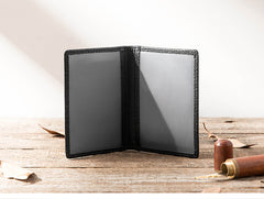 Black Leather Mens Small Card Wallet License Wallet Slim Bifold Driving License Wallet for Men - iwalletsmen