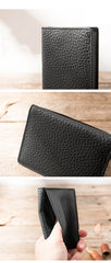 Black Leather Mens Small Card Wallet License Wallet Slim Bifold Driving License Wallet for Men - iwalletsmen