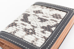 Black Leather Mens Snakeskin billfold Wallet Bifold Front Pocket SnakeSkin Small Wallet For Men - iwalletsmen