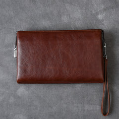 Black Leather Mens Brown Business Long Wallet Clutch Bag Wristlet Wallet For Men - iwalletsmen