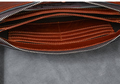 Black Leather Mens Brown Business Long Wallet Clutch Bag Wristlet Wallet For Men - iwalletsmen