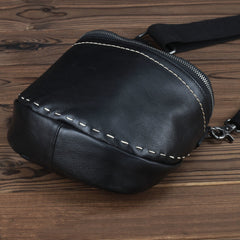Black MENS LEATHER FANNY PACK Messenger Bag BUMBAG Side Bag WAIST BAGS Belt Pouch For Men - iwalletsmen
