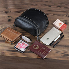 Black MENS LEATHER FANNY PACK Messenger Bag BUMBAG Side Bag WAIST BAGS Belt Pouch For Men - iwalletsmen