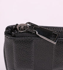 Black Mens Leather Slim Zipper Clutch Wristlet Purse Bag Clutch Bag For Men - iwalletsmen