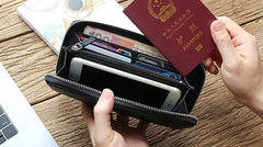 Black Mens Leather Zipper Long Wallet Phone Long Bifold Wallet for Men - iwalletsmen
