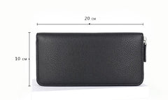 Black Mens Leather Zipper Long Wallet Phone Long Bifold Wallet for Men - iwalletsmen