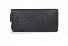 Black Mens Leather Zipper Long Wallet Phone Long Bifold Wallet for Men - iwalletsmen