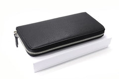 Black Mens Leather Zipper Long Wallet Phone Long Bifold Wallet for Men - iwalletsmen