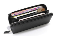 Black Mens Leather Zipper Long Wallet Phone Long Bifold Wallet for Men - iwalletsmen