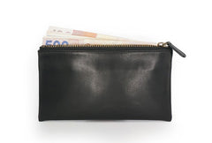 Black Mens Leather Zipper Slim Long Wallet Phone Long Wallet for Men - iwalletsmen