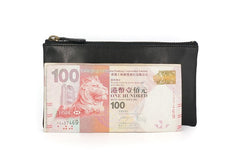 Black Mens Leather Zipper Slim Long Wallet Phone Long Wallet for Men - iwalletsmen