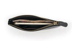 Black Mens Leather Zipper Slim Long Wallet Phone Long Wallet for Men - iwalletsmen