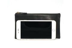 Black Mens Leather Zipper Slim Long Wallet Phone Long Wallet for Men - iwalletsmen