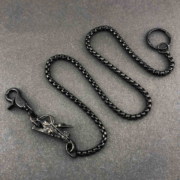 Cool STAINLESS STEEL Mens Black Wallet Chain Long Dragon Pants Chain For Men - iwalletsmen