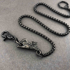 Cool STAINLESS STEEL Mens Black Wallet Chain Long Dragon Pants Chain For Men - iwalletsmen
