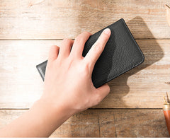 Fashion Black Leather Mens Bifold Long Wallet Thin Card Wallet Black Long Wallet for Men - iwalletsmen