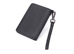 Black Small MENS LEATHER Bifold Wallet SLIM ZIPPER CLUTCH WRISTLET Brown Wallet FOR MEN - iwalletsmen