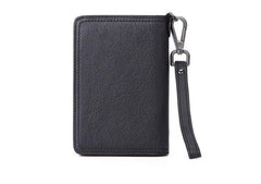 Black Small MENS LEATHER Bifold Wallet SLIM ZIPPER CLUTCH WRISTLET Brown Wallet FOR MEN - iwalletsmen