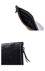 Black Snakeskin Leather Mens Slim Long Wallet Bifold Zipper Clutch Wallet For Men - iwalletsmen