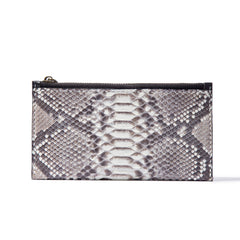 Black Snakeskin Leather Mens Slim Long Wallet Bifold Zipper Clutch Wallet For Men - iwalletsmen