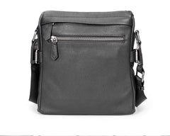 Black Soft Leather Mens 10 inches Vertical Postman Bag Black Messenger Bags Side Bag for Men - iwalletsmen