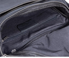 Black Soft Leather Mens 10 inches Vertical Postman Bag Black Messenger Bags Side Bag for Men - iwalletsmen