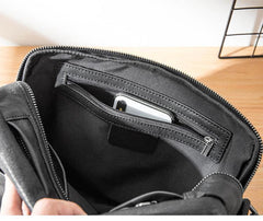 Black Soft Leather Mens 10 inches Courier Bag Postman Bag Black Messenger Bags Side Bag for Men - iwalletsmen