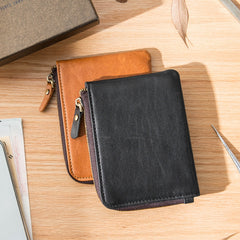 Black Soft Leather Mens Small Wallet Brown Coin Wallet Front Pocket Wallet billfold Wallet for Men - iwalletsmen