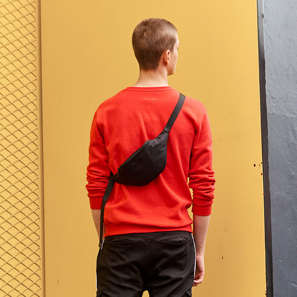 Fashion Black Nylon Mens Fanny Pack Sling Bag Hip Bag Black One Shoulder Backpack for Men - iwalletsmen