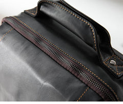 Cool Black Leather Mens 13-inch Computer Backpacks Business Black Travel Backpacks College Backpack for men - iwalletsmen