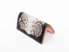 Cool Black Snakeskin Leather Mens Long Wallet Handmade Bifold Long Wallet For Men - iwalletsmen